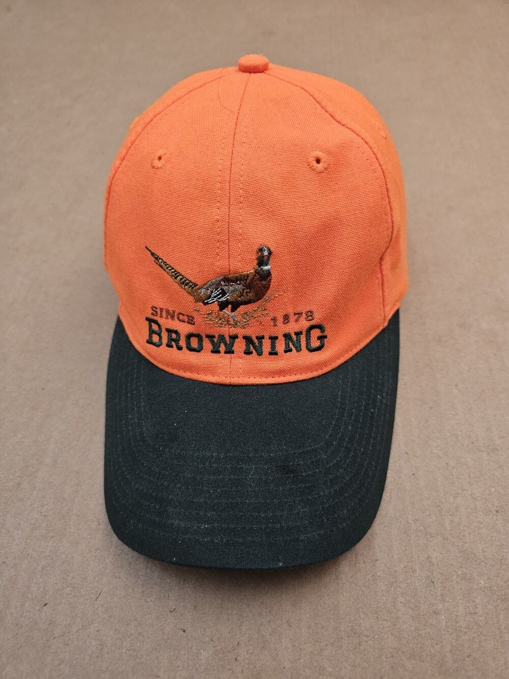 Browning Hunters Baseball Hat Strapback Bright Safety Orange/green Vintage